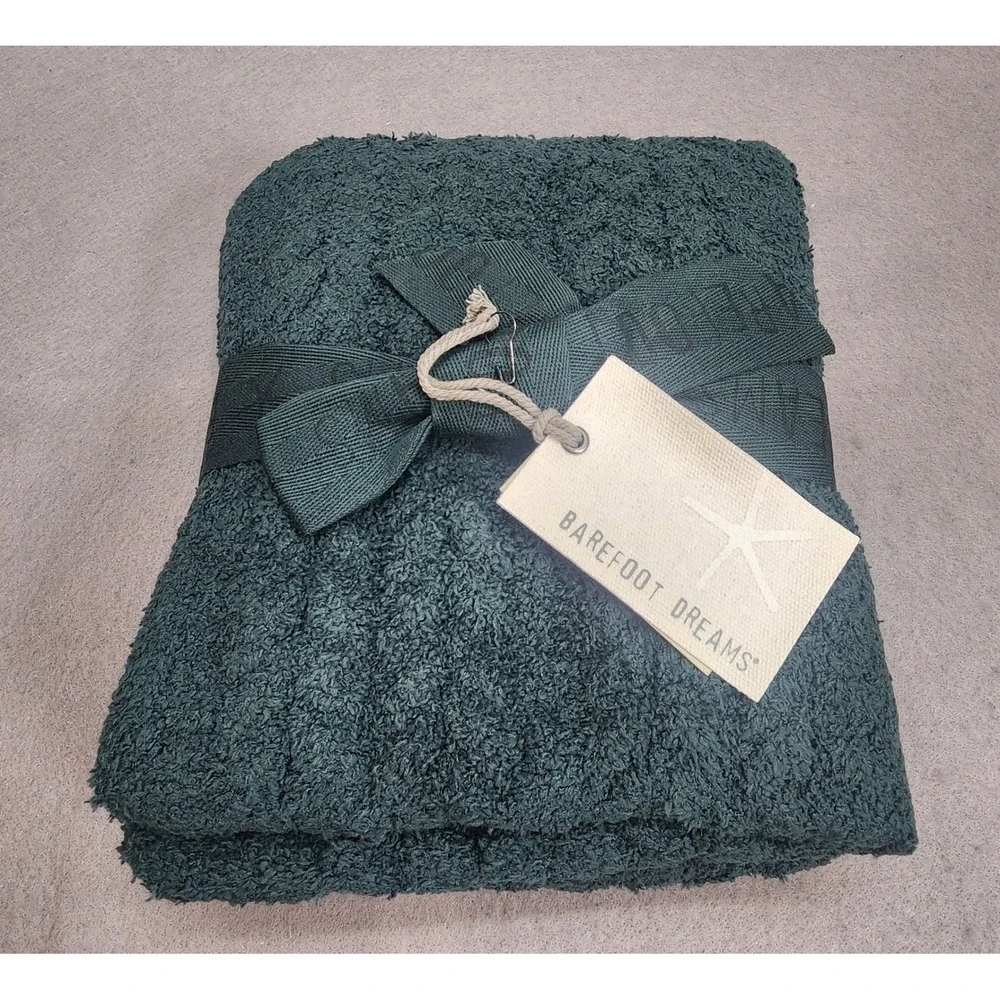Barefoot Dreams CozyChic Cable Infinity Scarf Dark Emerald Green Unisex OS NWT